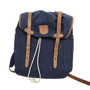 FJALLRAVEN Rucksack No.21 Medium G-1000 Blue Brown Backpack Leather Trim Outdoor